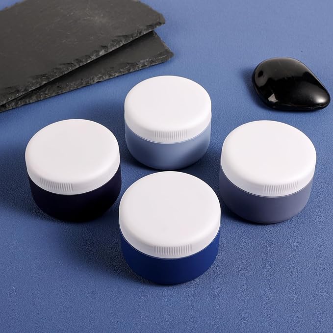 Kuangre Travel Containers for Toiletries, Silicone Cream Jars BPA-Free, Leak-proof 2oz Travel Size Containers, Portable Size Silicone Jars with Lid for Cosmetic Face Hand Body Cream (4 Pack)