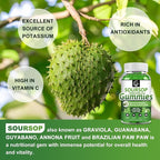 Organic Soursop Graviola Gummies - 2200mg Extra Strength Soursop Leaves Extract w/Sea Moss Extract 200mg, Zinc & Vitamin C - Supports Immunity, Liver, Zzz & Antioxidant, Gluten Free, Vegan, 60 Gummies