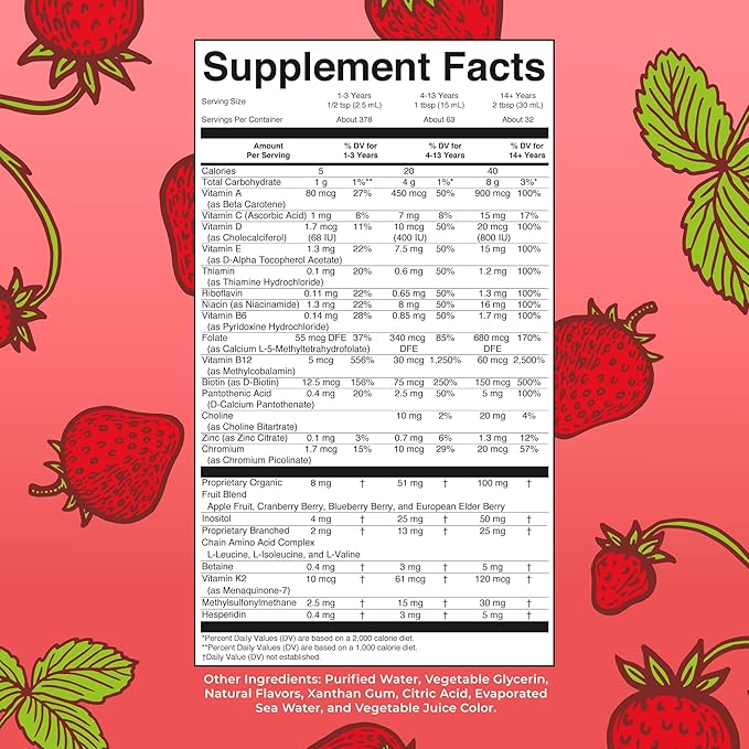 MaryRuth's Liquid Morning Multivitamin Essentials+ | Vitamin A C D E B6 B12 K2 Biotin Zinc | Mens Womens Multivitamin | Immune Support | Beauty | Sugar Free | Vitamins for Ages 1+ | Vegan | 32 Fl Oz