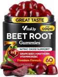 VitaUp Beet Root Gummies – Beetroot Supplement with CoQ10, Grape Seed, Vitamin C, B12 & B3 – Nitric Oxide Gummies for Circulation Support – Beet Supplement for Energy & Immune Support – 60 Beets Chews
