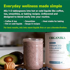 Organika Enhanced Hydrolyzed Collagen Peptides Powder: Easy Absorption Unflavored Collagen Powder for Skin, Hair, Nails, Joints, Muscles, & Gut - Keto, GMO-Free, Grass-Fed (1.1 Pounds)