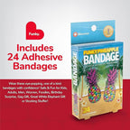 BioSwiss Bandages, Funky Pineapple Shaped Self Adhesive Bandage Set, Latex Free, Sterile Wound Care, 24 Count