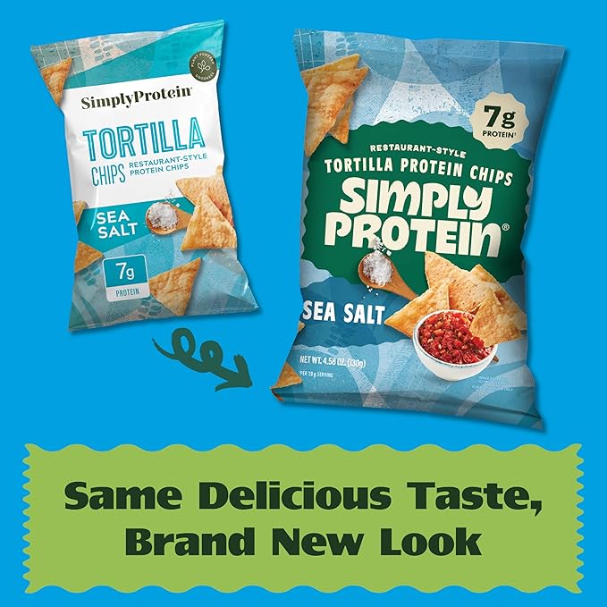 Simply Protein - Tortilla Chips, Restaurant Style Protein Chips, Variety Pack (3-Pack) - Sea Salt, Hint of Lime, Hint of Habanero - 7g Protein, 140 Calories, Gluten Free, Vegan - 3 Bags, 4.58oz (130g)