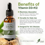 Ultra6 Nutrition Vitamin D and K2 Drops - Liquid Vitamin D3 with K2 Supplements for Adults - Easy-to-Take, Flavor-Free, Highly Absorbable VIT D3 and K2 Supplements, Made in USA (30 ml)