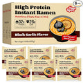 Healspot High Protein Instant Ramen, 6 Pack Non Fried Ramen Broth, 32g Plant Based Protein, Low Fat, Low Carb, Non GMO, Keto Friendly & Plant Based(Black Garlic Classic-Pork Flavor)