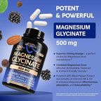 Magnesium Glycinate 500 mg - Chelated Supplement - High Absorption Form of Magnesium - Support for Sleep, Muscle & Heart Health - Made in USA, Lab Tested & Non-GMO - 120 Capsules