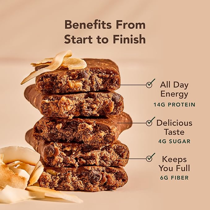 ALOHA Organic Plant Based Protein Bars, Coconut Chocolate Almond, 1.98-Ounce Bars (Pack of 12)
