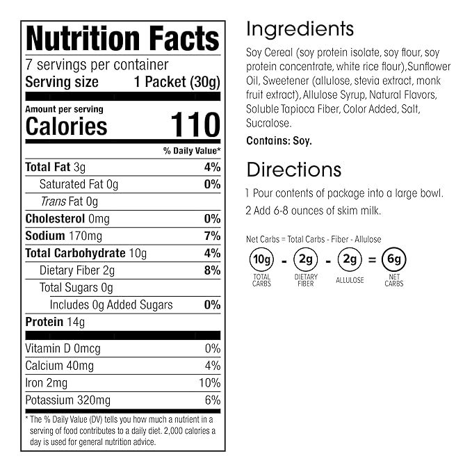 WonderSlim Protein Cereal, Fruity, Zero Sugar, Gluten Free, Keto Friendly & Low Carb (7ct)