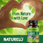 NATURELO Whole Food CoQ10 Supplement, 60 Veg Capsules, Heart Health Blend, Powerful Antioxidant, CoQ10 100mg for Energy Production