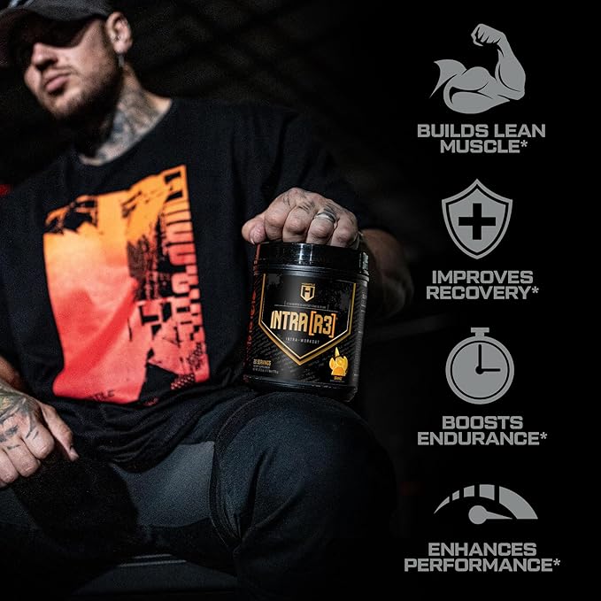 HOSSTILE Intra[R3] Intra Workout Powder, EAA & BCAA Drink with Carbs, Enhance Energy & Endurance, Build Lean Muscle & Improve Recovery, Orange, 20 Servings