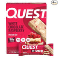 Quest Nutrition White Chocolate Raspberry Protein Bars, 20g Protein, 1g Sugar, 5g Net Carb, High Fiber, Gluten Free, Keto Friendly, 4 Count