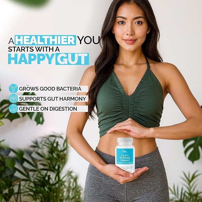 GLP-1 Probiotic Support Appetite Suppressant – Akkermansia muciniphila & Bifidobacterium infantis – Inulin Prebiotic Fiber – Gut Cleanse, Craving & Weight-Loss Support – 30 Caps