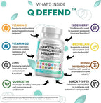 Q Defend Quercetin Supplement with Zinc Vitamin C Vitamin D Elderberry Turmeric Black Pepper Garlic Ginger Sea Moss Lysine Stinging Nettle Reishi Immune Support 60 Capsules Pack of 3 by Clean Nutra
