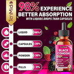 9in1 Liquid Black Cohosh Supplements Women with Dong Quai, Red Clover, Chasteberry, Cranberry, Passion Flower, Turmeric, Rhodiola Rosea, and Amla - 30ml Fl Oz