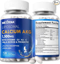 2 Pack Liposomal Calcium AKG Supplement 1500mg with Vitamin D3 & K2 for Women & Men, Calcium Supplement with Magnesium Glycinate, Boron, Probiotics & Vitamin C for Bone Strength & Energy, 240 Softgels