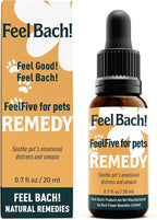 Feel Bach! FeelFive for Pets Remedy, Natural Homeopathic Flower Essences for Emergency Support, Relief of Fear, Worry and New Adoption, Vegan, Gluten & Sugar-Free, Non-Habit Forming, 20ml (0.7 fl oz)