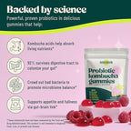 Probiotic Kombucha Gummy - Prebiotics, Probiotics, Postbiotics, Fiber Supplement, Slippery Elm, Dandelion Root, MCT Oil, for Bloating, Gut Health - Probiotics for Women and Men