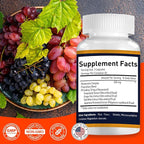 Resveratrol Complex 520mg - 60 Day Supply - NMN Supplement Alternative with Grapeseed Extract & Red Wine - Natural Stamina & Antioxidant Support - 120 Caps