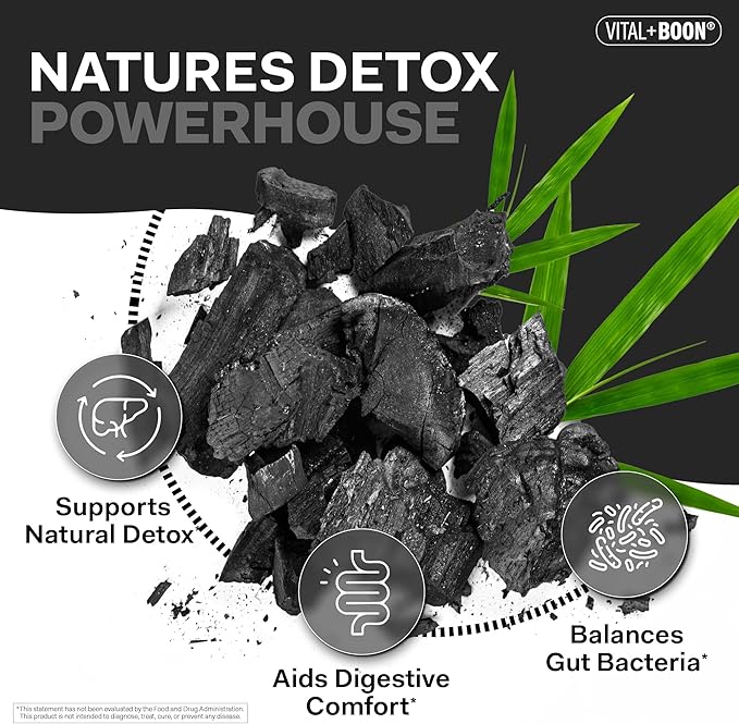 Activated Charcoal Pills – Derived from Coconut Shells – Black Charcoal Binder for Stomach, Gas & Bloating Relief – Gluten Free Vegetarian Active Carbon to Support Detox (120 Capsules)