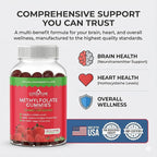 CogniTune L-Methylfolate Gummies 1000mcg - Bioavailable 5MTHF Folate Supplement for Brain Health - MTHFR Support with Delicious Strawberry Flavor