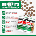 YUMA'S Glucosamine for Dogs - Hip and Joint Supplement for Dogs - 170 Ct - Glucosamine Chondroitin Chews - Joint Pain Relief Supplement with MSM - Advanced Health - Mobility Support - Made in USA