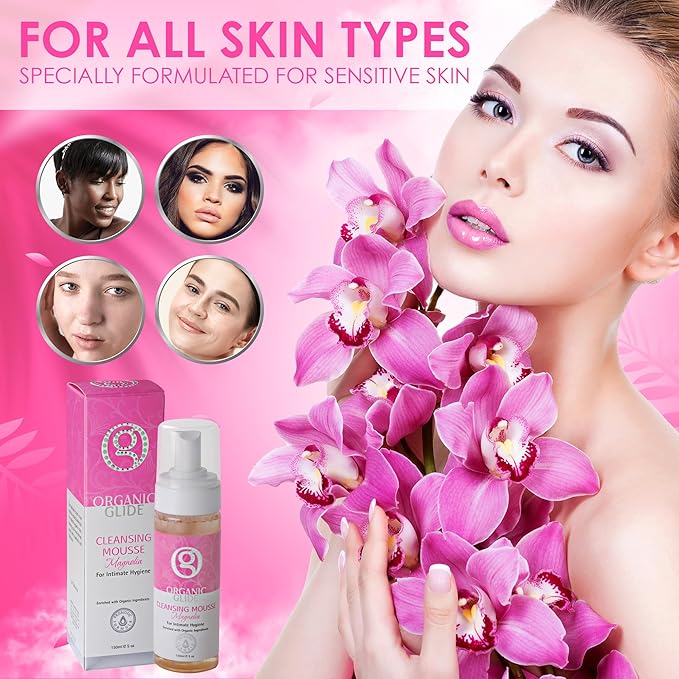 Organic Glide Feminine Body Wash 5 fl oz - Natural Cleansing Mousse with Unique Probiotic Support, pH Balanced, Gentle for Sensitive Skin & Intimate Areas, Refreshing Magnolia Scent (1-pack)