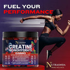 Pre-Workout Gummies – 120-Count Creatine Monohydrate Gummies for Men and Women – Pre-Workout Supplement with BCCA, L-Carnitine, Taurine for Muscle Growth, Energy, Performance – Berry Flavor