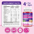 Magnesium Gummies for Kids - Magnesium Glycinate Gummies with Vitamin D3, B6, Potassium & Ashwagandha, Magnesium for Kids & Adults Relaxation, Sleep, Brain & Bone Health - Strawberry 60ct (2 Pack)