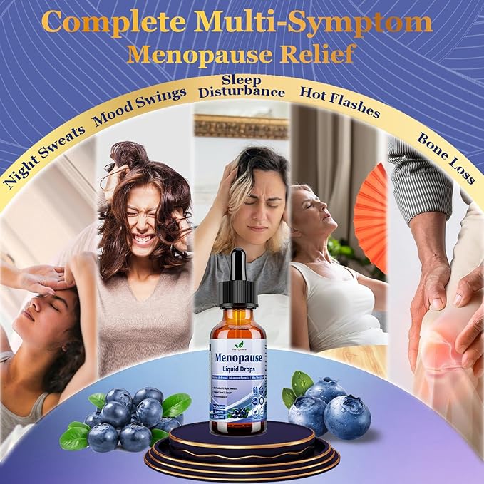 2 Pack Menopause Supplements Liquid Drops, 8-in-1 Menopause Vitamin w. Black Cohosh, Ashwagandha, D3 B6 Multivitamin for Hot Flash, Night Sweats, Hormone Balance & Mood Support for Women Over 40