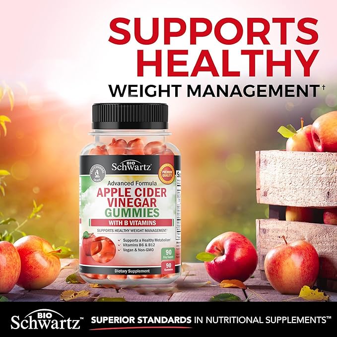 Apple Cider Vinegar Gummies for Weight Loss - ACV Gummies with The Mother for Women & Men - Energy Boost Bloat Digestive & Immune Support - Vitamin B12 B6 B 9 Folic Acid - Vegan Detox Cleanse -90Ct