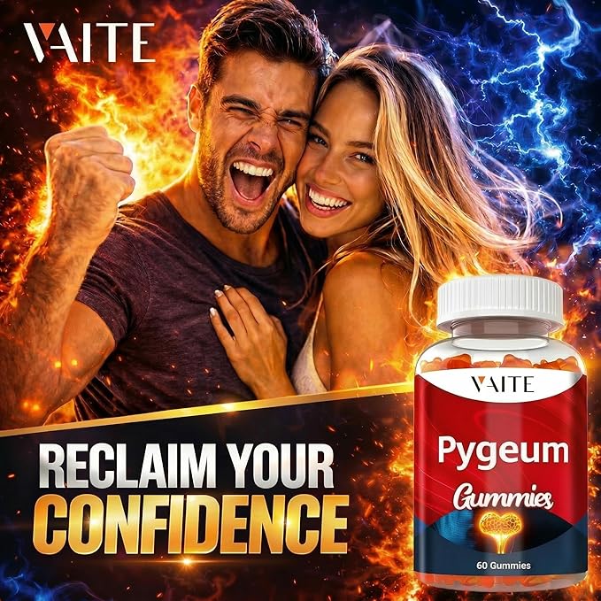 VAITE Pygeum Supplement Gummies 500mg - Vegan Chewables with Africanum Bark Extract, Plant-Based Supplements for Male, Non-GMO Gluten-Free, Sugar-Free, Gelatin-Free, 60 Chews Gummy