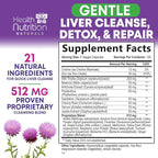 Gentle Liver Cleanse Detox & Repair Formula - Advanced Liver Support Supplement with Silymarin Milk Thistle, Dandelion Root, Artichoke Extract, Turmeric, Choline, & Beetroot - 240 Veggie Capsules