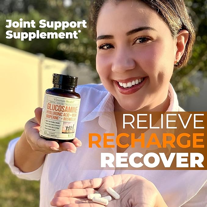 Joint Support Supplement with Glucosamine Sulfate, Hyaluronic Acid, Boswellia & MSM – Supports Joint Health, Mobility & Bone Strength – for Daily Use – FSA Eligible 2 Pack