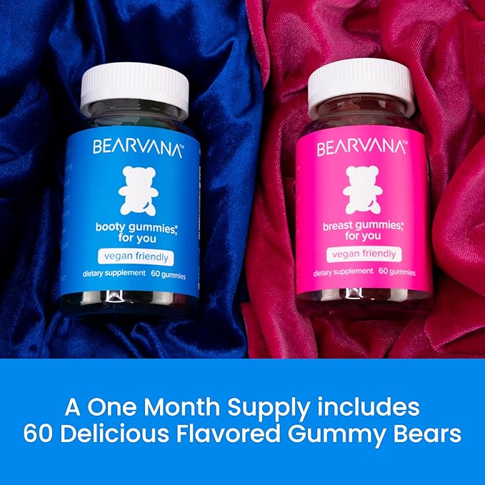 BEARVANA Top & Peach Support Combo Pack Multivitamin Gummies for Women | Includes Herbal Extracts & Essential Vitamins | Berry Flavor | 2-Pack (120 Gummies)