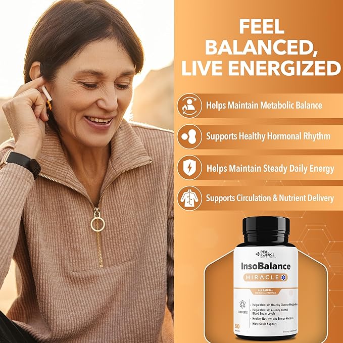 Real Science InsoBalance Miracle – Natural Supplement for Hormone Balance for Women – Supports Metabolic Wellness, Energy & Cycle Rhythm – VIT C, K & B + Nitric Oxide Support – Made in USA, 60 Caps