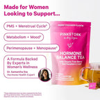 Pink Stork Hormone Balance Tea for Women – Red Raspberry Leaf & Chasteberry (Vitex) – Organic Herbal Tea for PMS, Menstrual Cycle & Perimenopause Support – Caffeine-Free Cinnamon Blend – 30 Cups