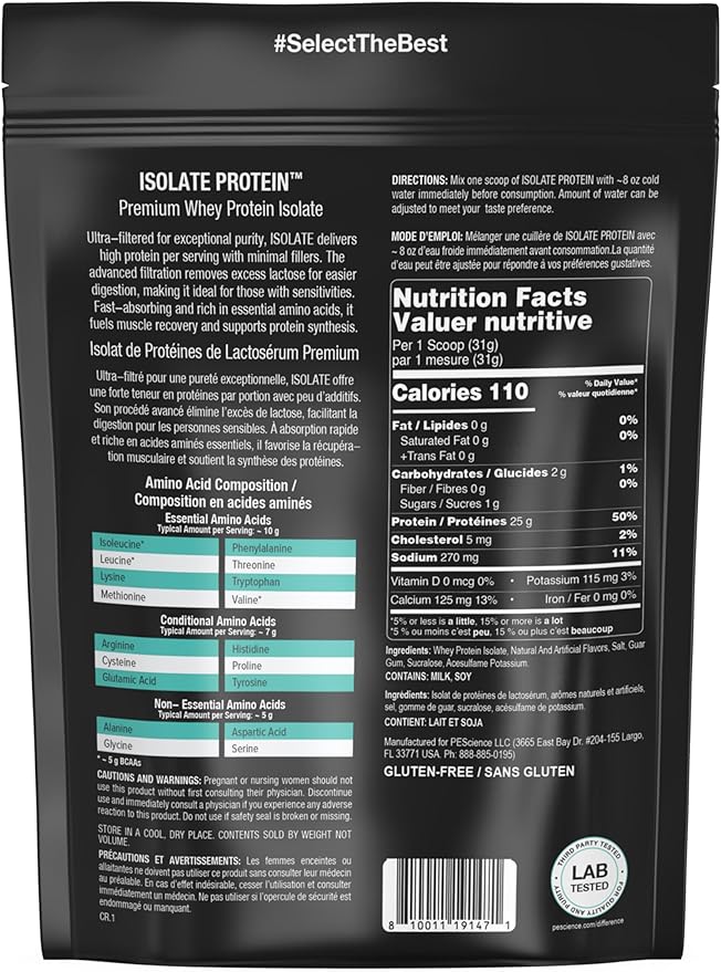 PEScience Isolate Whey Protein Powder, Vanilla Cupcake, 5 Servings, 100% Whey Protein Isolate, Low Carb, Fast Absorbing Post Workout Shake for Men and Women