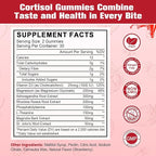 Cortisol Gummies for Women with Ashwagandha, Rhodiola Rosea, L-Theanine, Magnesium, Vitamin D3 for Zzz Support, Balanced Cortisol, Vegan, 60 Gummies