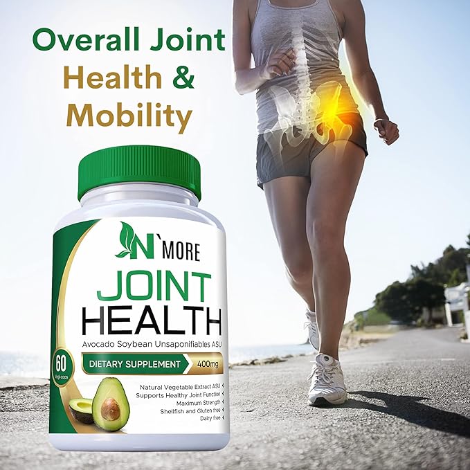 N'More Avocado Soybean Unsaponifiables Joint Health Supplement 400 mg, Non-GMO, Dairy, Gluten & Shellfish Free, 60 Day Supply, One Capsule Per Day