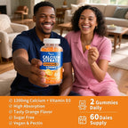 (2 Pack)Calcium Citrate 1200mg with Vitamin D3 Gummies for women & Men，Calcium Citrate Supplements for Bone & Teeth Support,High Absorption-Easy to Digest, Sugar Free,Vegan,Orange Flavor,60 Day Supply