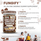 Clean Nutra Lions Mane Mushroom Gummies Cordyceps Supplement for Memory and Focus Immune Support Vitamins Reishi Chaga Turkey Tail Mushrooms Gummy Shiitake Maitake Meshima Supplements