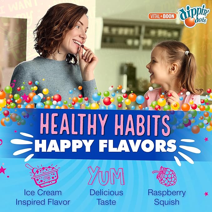 Vital+Boon Dippin' Dots - Biotin Collagen Gummies for Women and Men - Hair, Skin & Nails Support - 10,000 mcg Biotin - Vegetarian, Non-GMO, Gluten-Free (60 Count)