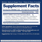 BodyHealth PerfectAmino - BCAA and EAA Powder for Pre and Post Workout - Amino Acid Energy Drink for Men and Women to Support Lean Muscle and Recovery - Unflavored (Lightly Sweetened) - 60 Servings