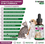 TOBYDIC Cat & Dog Multivitamin 21 in 1 Pet Supplements with Cranberry & Glucosamine - Natural Medicine & Support for UTI, Urinary Tract, Bladder, Kidney, Skin Coat, Joints Treatment Made in USA
