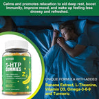 5-HTP 400MG Gummies + GABA - Melatonin Free - Relaxation Gummies with Banana Extract, L-Theanine, Turmeric, L-Tryptophan, D3 for Healthy Rest Cycle, Circadian Rhythm, Brain & Muscle Relax, Pack of 2