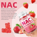 NAC Gummies for Adults & Kids 1000mg Per Serving, NAC Supplement N-Acetyl Cysteine for Immune, Glutathione & Antioxidant Support, Sugar-Free Vegan Strawberry Flavor, 60 Count