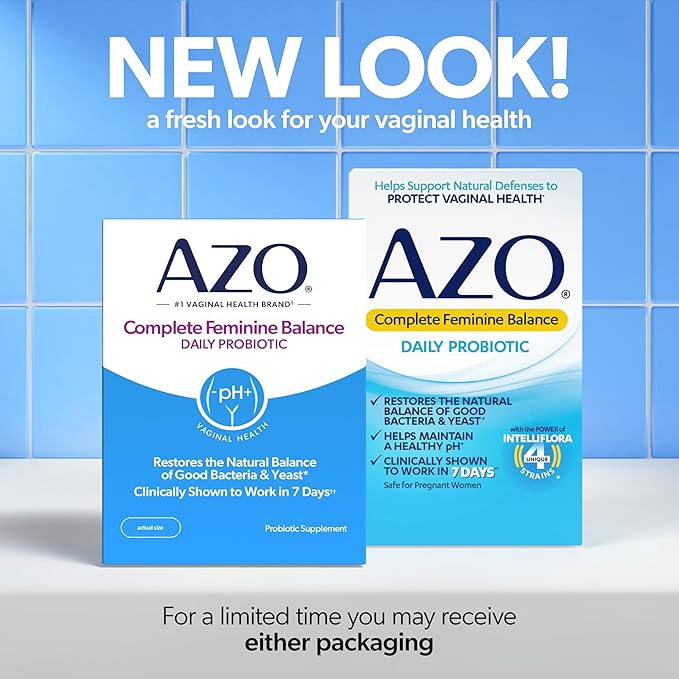 AZO Complete Feminine Balance Daily Vaginal Probiotics for Women, Clinically Proven to Help Protect Vaginal Health, Helps balance pH and yeast, 30 Count