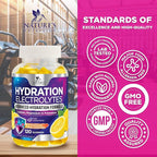 Hydration Electrolyte Gummies - Daily Liquid Replenisher Gummy - Electrolyte Multiplier with Minerals, Potassium & Real Salt - Vegan, Non-GMO - Tasty Lemon Flavor Hydration Electrolytes - 120 Gummies