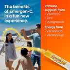 Emergen-C Crystals, On-the-Go Emergen-C Immune Support Supplement with Vitamin C, B Vitamins, Zinc and Manganese, Orange Vitality - 56 Stick Packs
