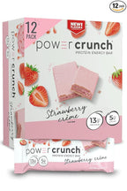 Power Crunch Protein Wafer Bars, High Protein Snacks with Delicious Taste, Strawberry Crème, 1.4 Ounce (12 Count)